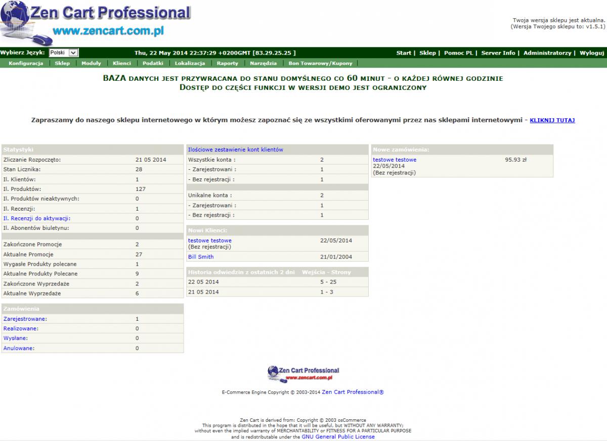 Sklep internetowy Zen Cart Professional PL - panel administracyjny